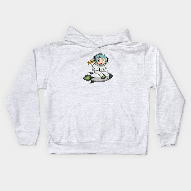 Little girl go to the moon Kids Hoodie by Cubbone